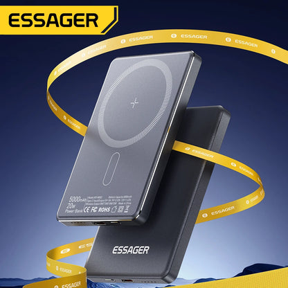 Essager Thin Wireless Power Bank Magnetic 20W 5000mAh Portable Fast Charging