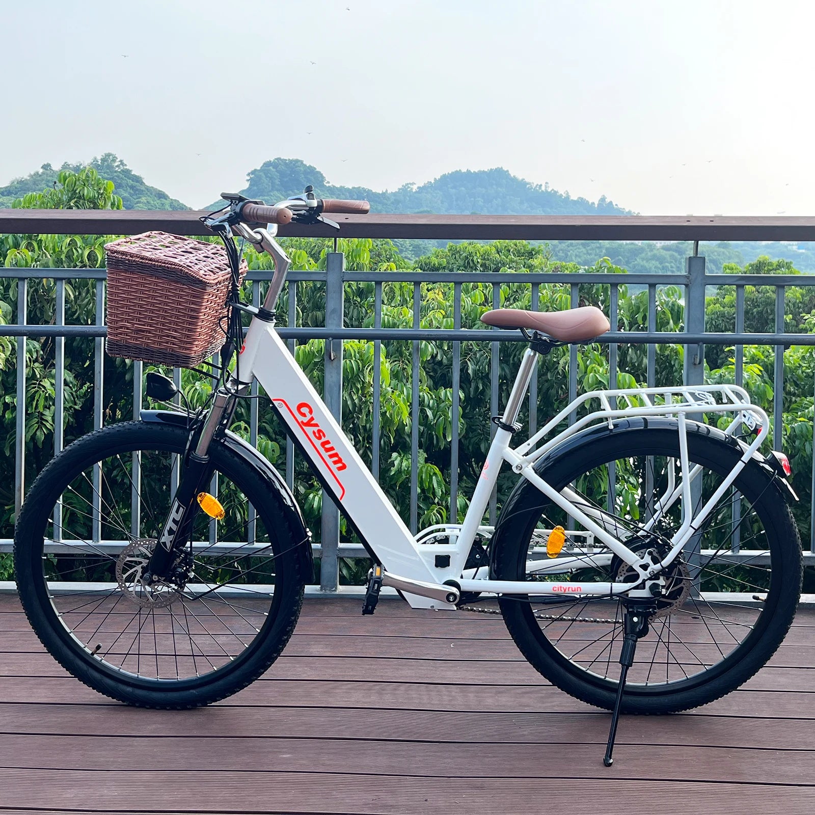 CYSUM Cityrun 26" Commuter Electric Bicycle, City E-bike, Women's Low-profile Electric Bike, 36V 10Ah Non-removable Li-battery, Range 70-90km