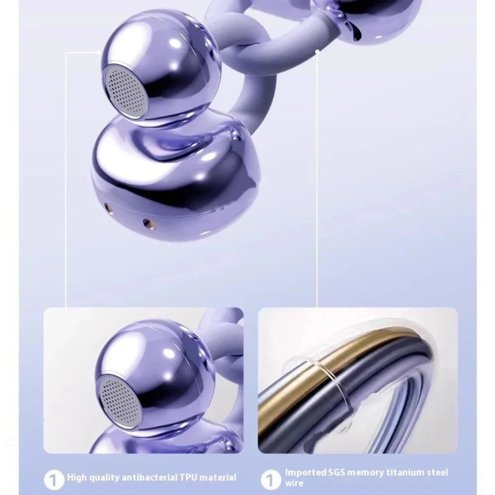 Wireless Bluetooth Clip-on Earbuds Led Display Headphones
